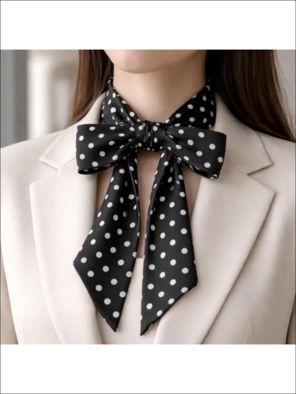 2 Pack Skinny Scarf for Women Polka Dot Neck Ties Handbag Accessories - Picture 3 of 6